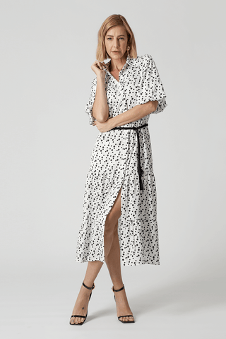 Vestido camisero de lunares - BLANCO ROJO 7193