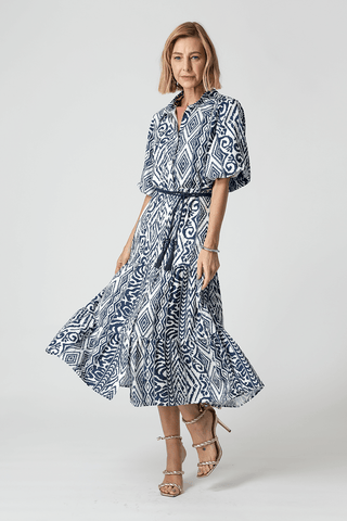 Vestido camisero de lunares - AZUL MARINO 3077