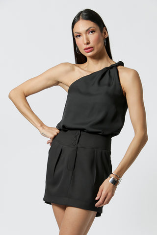 Blusa Assimetrica Ombro Torcido - PRETO