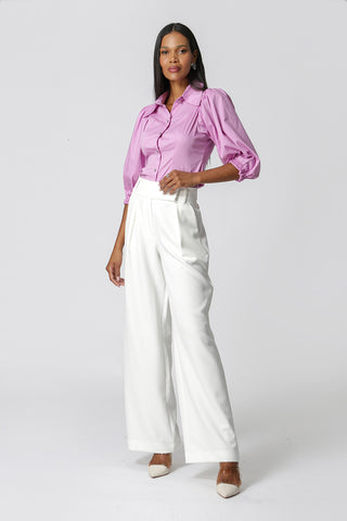 Camisa Com Manga 3/4 Bufante - LILAS CLARO