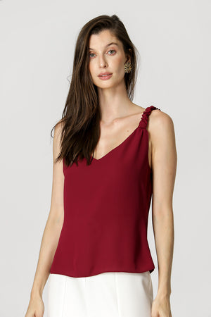 Blusa Decote V Alça Franzida