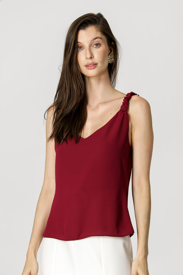Blusa Decote V Alça Franzida
