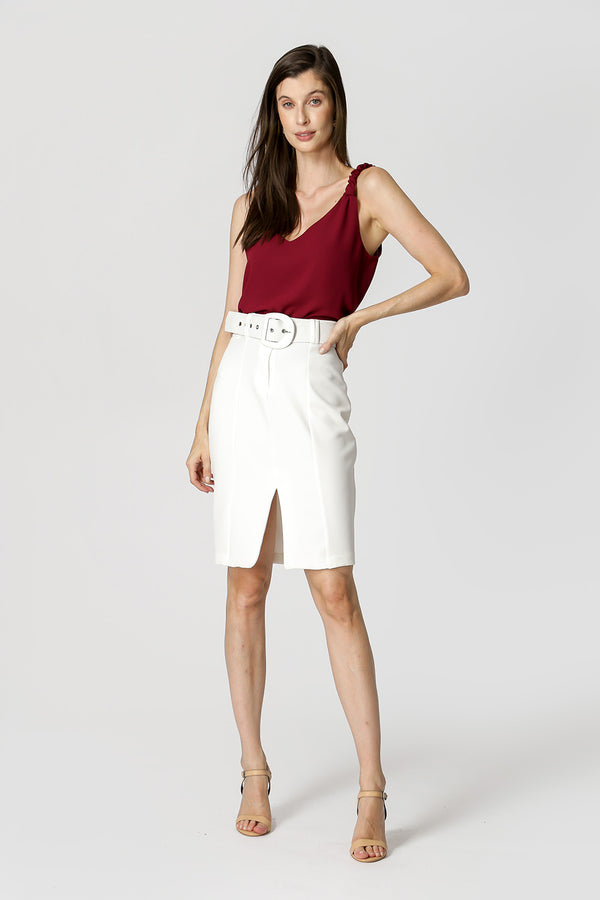 Blusa Decote V Alça Franzida