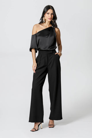 Blusa Ombro Único Balonê - PRETO