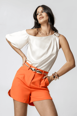 Blusa Ombro Único Balonê - CRU