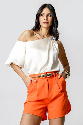 Blusa Ombro Único Balonê - CRU