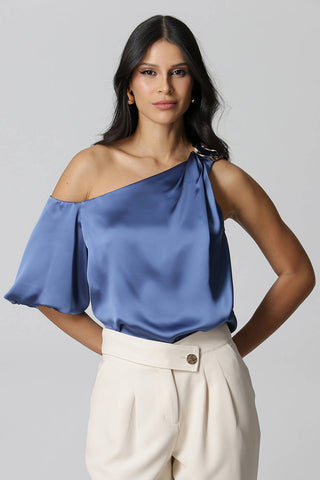 Blusa Ombro Único Balonê - JEANS