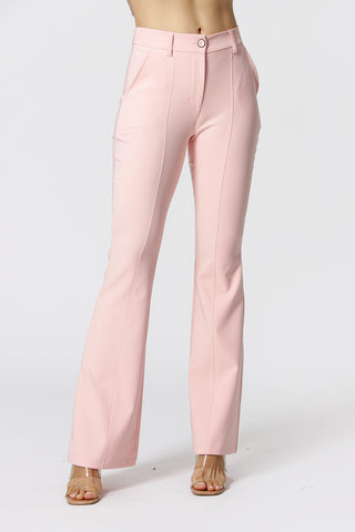 Calça Flare Com Recorte Frontal - ROSA BEBE