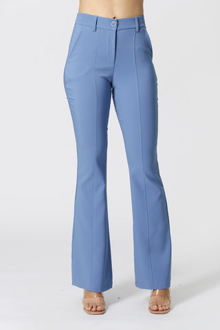 Calça Flare Com Recorte Frontal - AZUL CLARO
