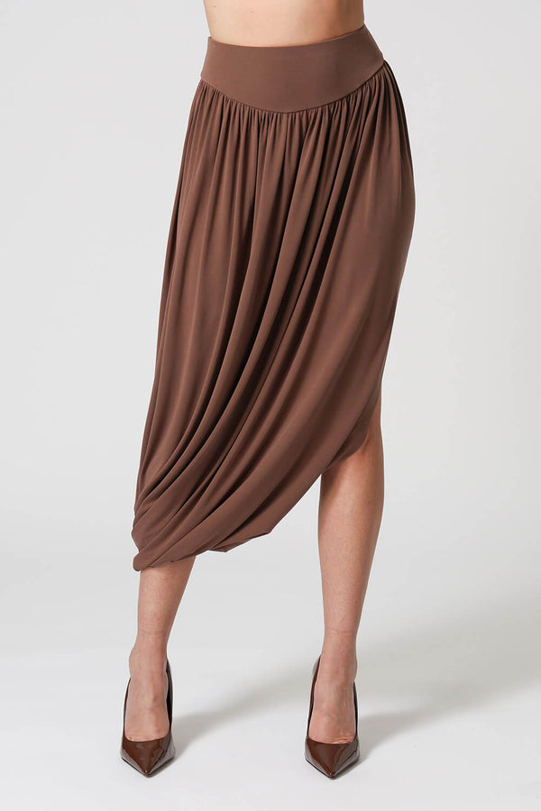 Saia Franzida Com Fenda Lateral