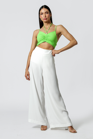Calça Pantalona Com Elástico - OFF WHITE