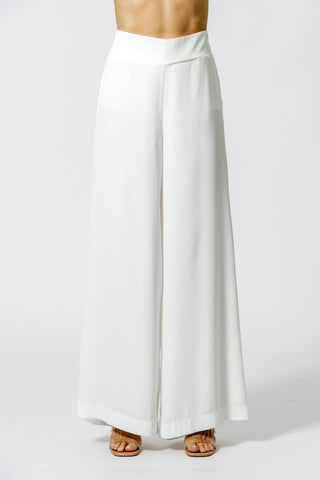 Calça Pantalona Com Elástico - OFF WHITE