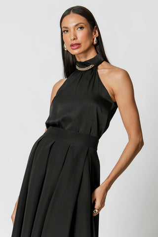 Blusa Gola Alta Com Corrente - PRETO