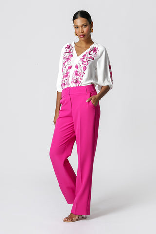 Blusa Bata Com Decote V Estampada - OFF WHITE 1214