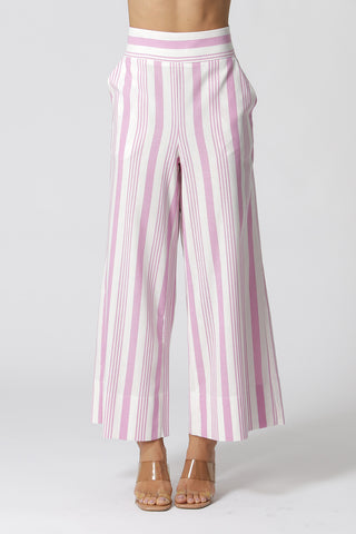 Calça Linho Listrado - LILAS CLARO 90141
