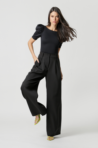 Blusa Com Manga Bufante Com Pregas - PRETO 1