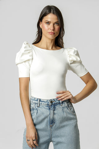 Blusa Com Manga Bufante Com Pregas - OFF WHITE