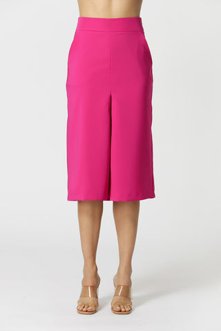Falda con pliegue delantero - MAGENTA