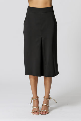 Falda con pliegue delantero - NEGRO