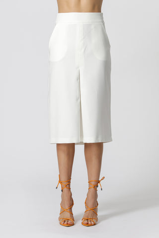 Falda con pliegue delantero - BLANCO ROJO