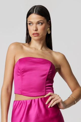 Blusa sin mangas con accesorio plisado - MAGENTA