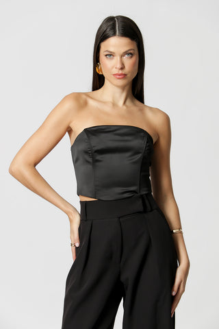 Blusa sin mangas con accesorio plisado - NEGRO