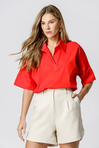 Camisa Manga 3/4 Com Punho Largo - CORAL