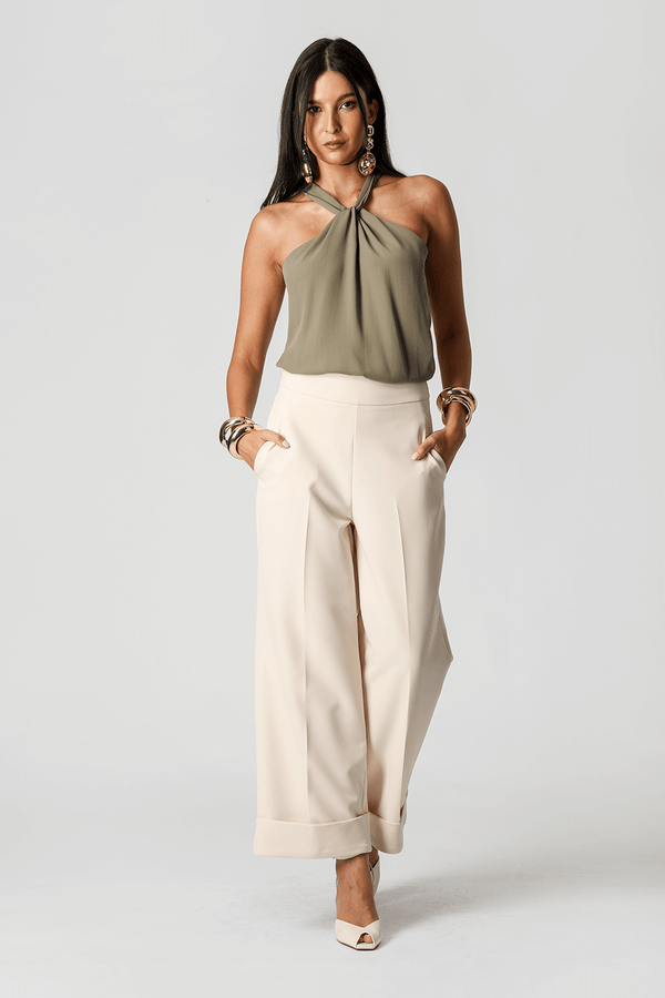 Blusa Gola Transpassada Crepe Fluído