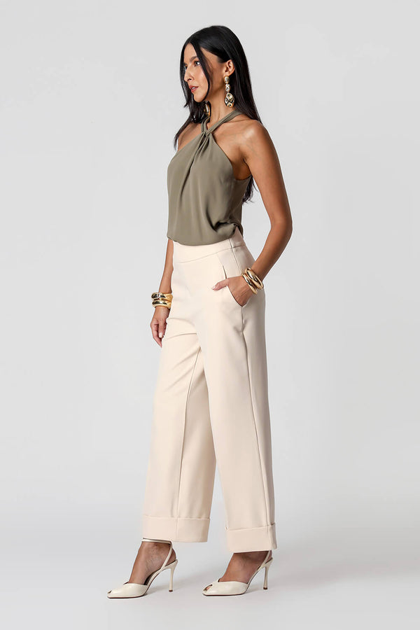 Blusa Gola Transpassada Crepe Fluído