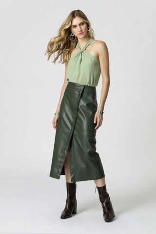 Blusa con cuello cruzado - GRIS CLARO VERDE 1