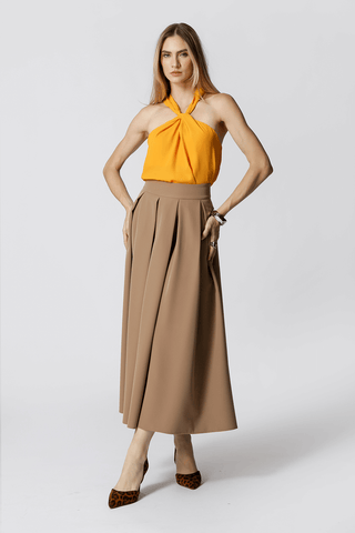 Blusa com Gola Transpassada - MOSTARDA