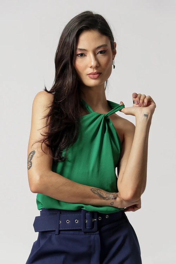 Blusa com Gola Transpassada TRIMIX