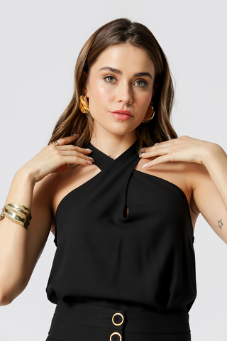Blusa Decote Transpassado - PRETO