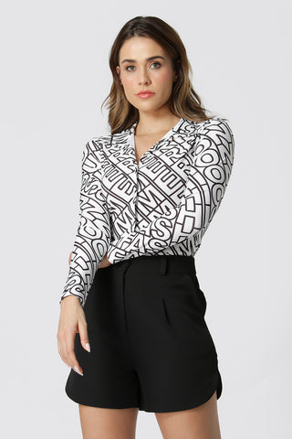 Camisa Com Manga Longa Estampada - PRETO 9059