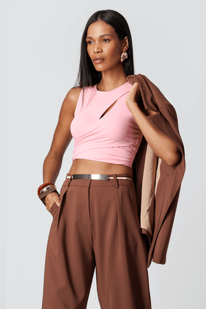 Blusa Cropped Vazado Com Transpasse