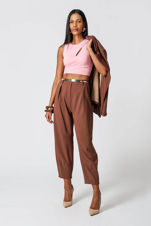 Blusa Cropped Vazado Com Transpasse