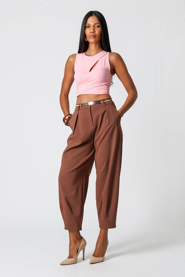 Blusa Cropped Vazado Com Transpasse