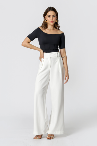Top corsé con hombros descubiertos - NEGRO