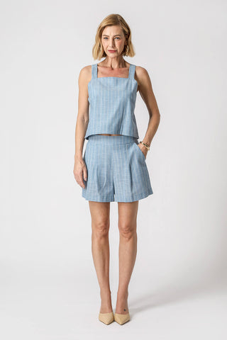 Blusa Linho Decote Quadrado - DENIM 90150