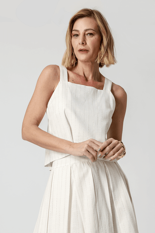 Blusa Linho Decote Quadrado - OFF WHITE 90150