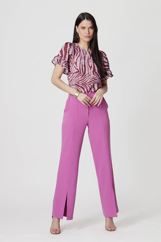 Blusa estampada con mangas con volantes - LILAS 6048