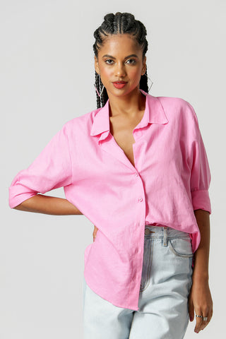 Camisa Básica De Linho - PINK CLARO