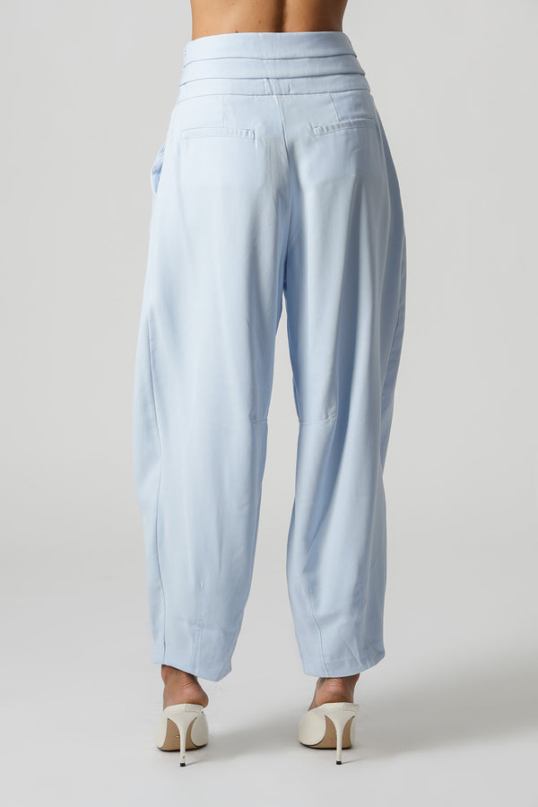Calça Barrel Em Tecido Tencel