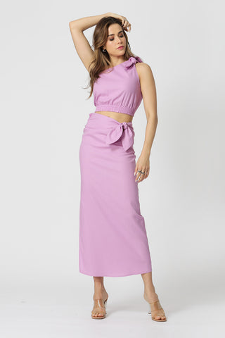 Blusa Linho Ombro Único Com Amarração - LILAS CLARO