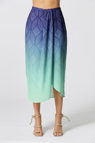 Falda cruzada estampada - AZUL MARINO 9060