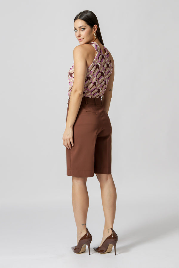 Blusa Crepe Com Torção Estampada