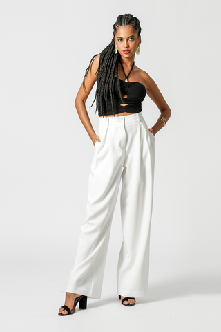 Top fruncido con tirantes - NEGRO