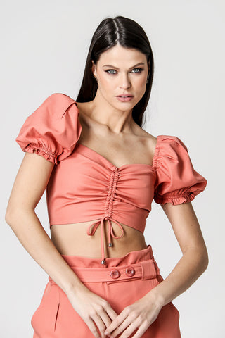 Vestido corto con mangas abullonadas - SALMAO ESC