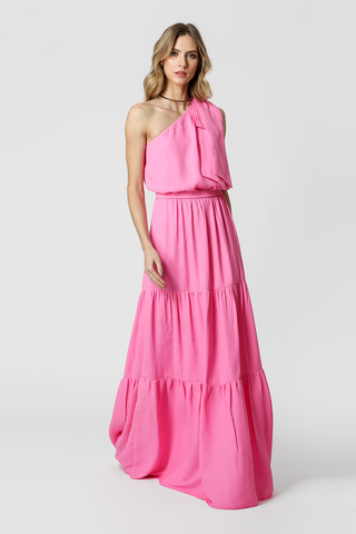Vestido largo con lazo - ROSA CLARO