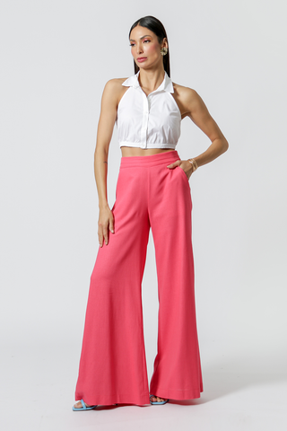 Calça Pantalona Pregas - FLOR